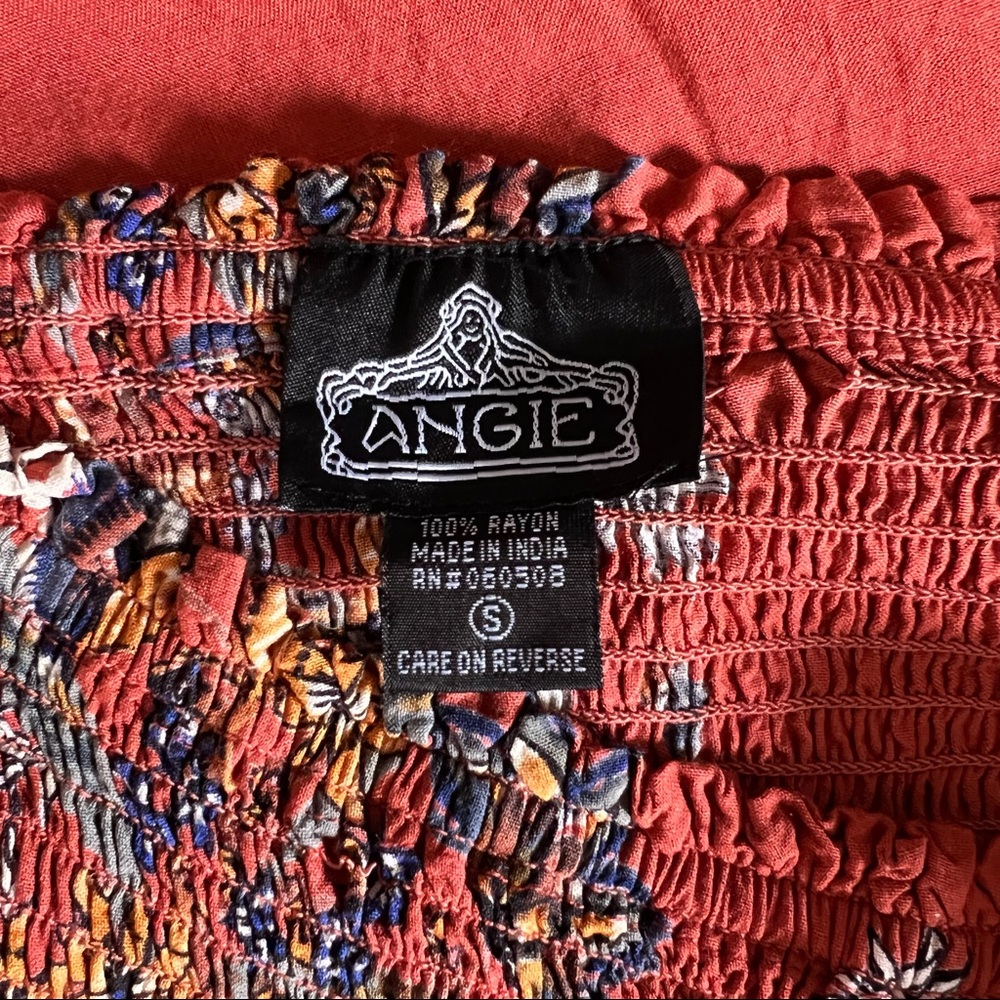 Angie Brick Orange Floral Smocked Button Front Maxi Dress - Picture 6 of 10